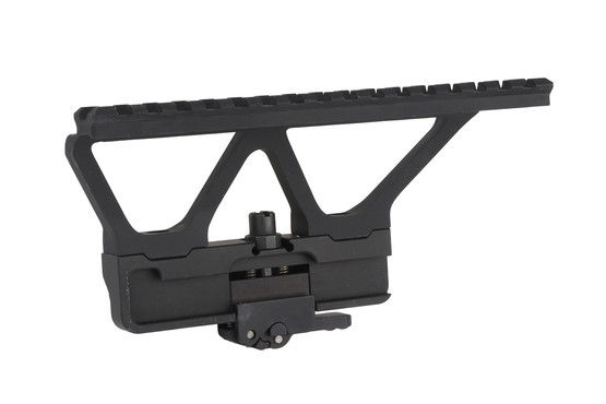 The Midwest Industries AK side scope mount with picatinny rail features a modular design for use with other optic styles